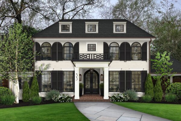 white brick house